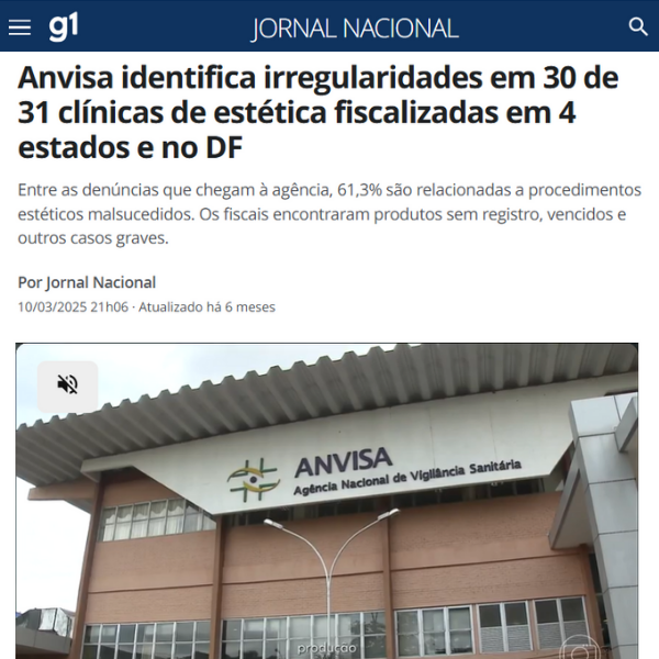 Notícia ANVISA - Irregularidades em clínicas de estética
